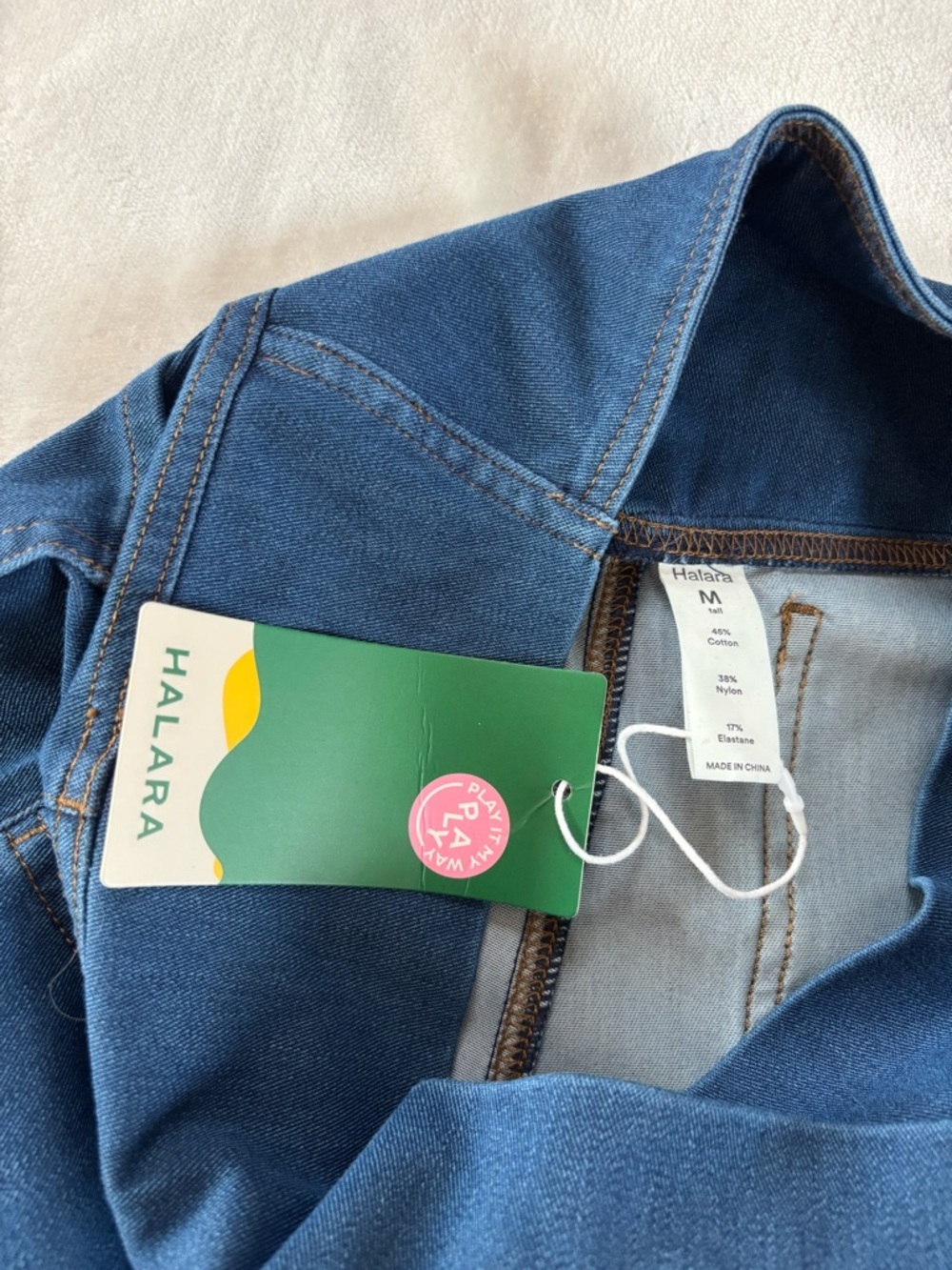 NWT Halara Crossover High Waisted Flare Jeans Medium Tall Lake Blue - Picture 7 of 12